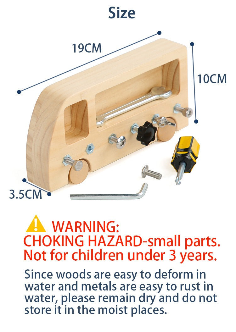 Wooden Busy Bus with Tools Activity Toy