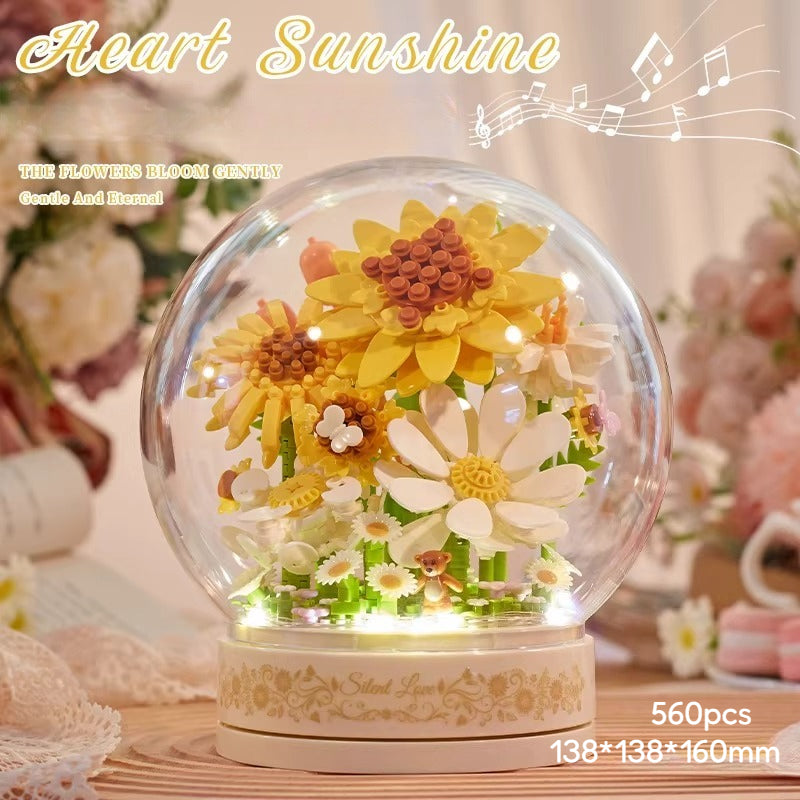 Floral Botanical Building Block Night Light with Dust Dome