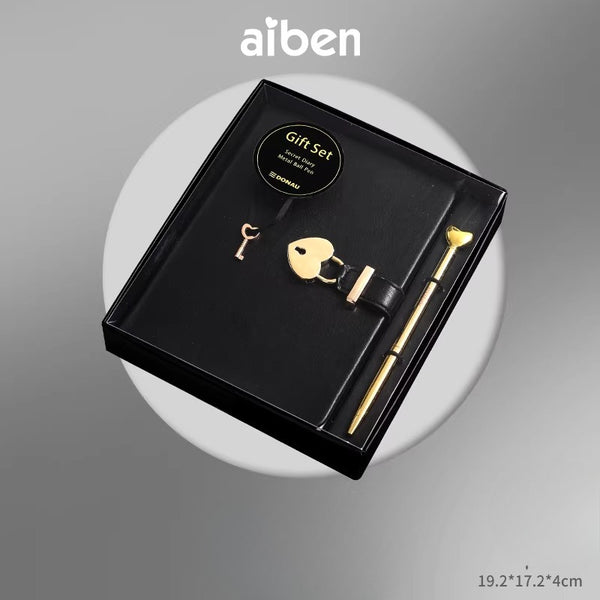 Heart Lock Diary and Metal Pen Gift Set
