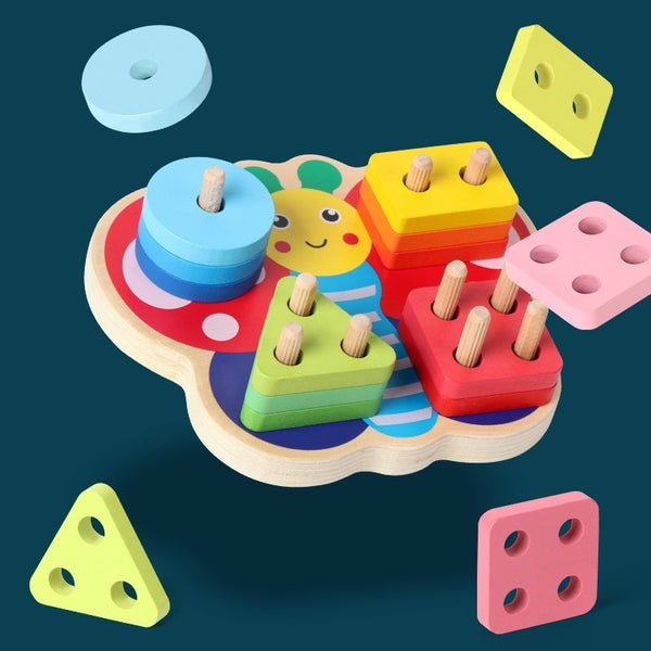 Wooden Butterfly Shape Stacking Puzzle Toy