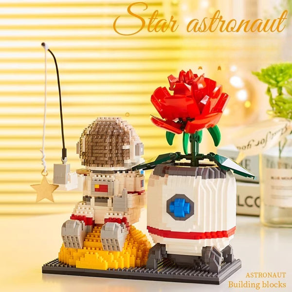 Astronaut Building Block Night Light and Stationery Holder
