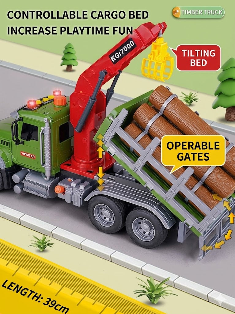 Large Friction Powered Timber Transport Truck with Crane