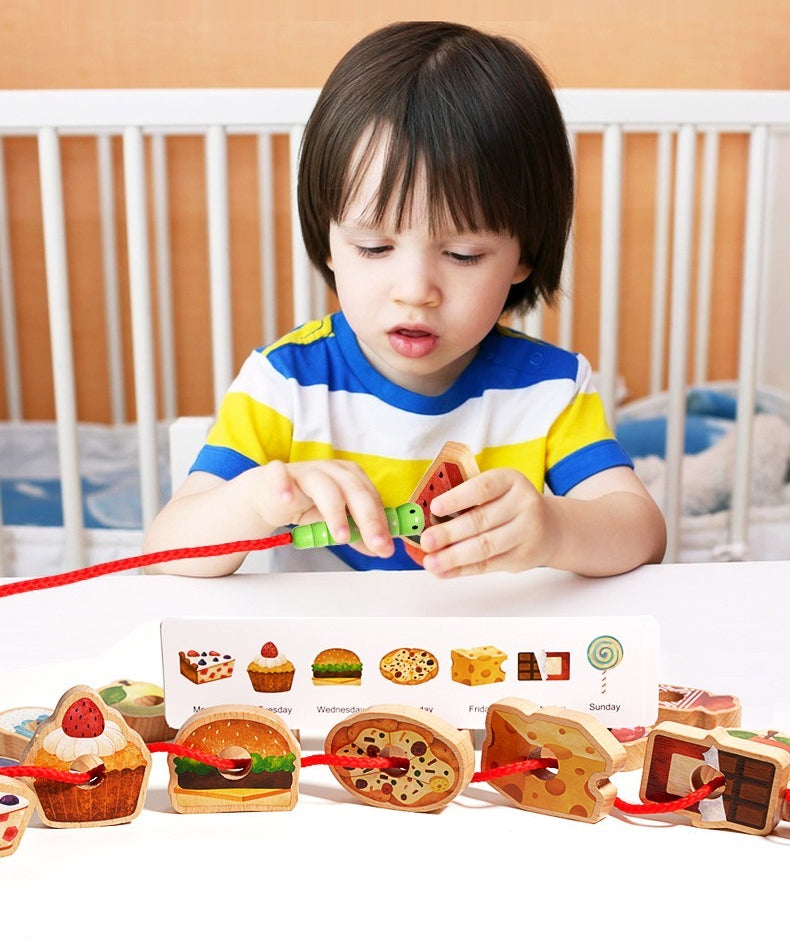 Wooden Greedy Caterpillar Lacing and Threading Toy