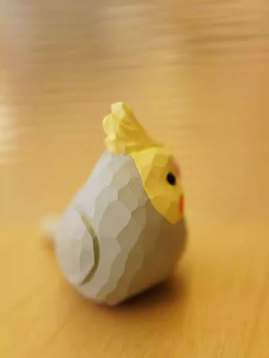 Hand-Carved Wooden Parrot Figurine