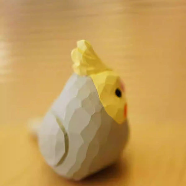Hand-Carved Wooden Parrot Figurine
