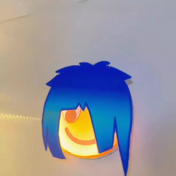Blue Spiky Hair Smiley Night Light