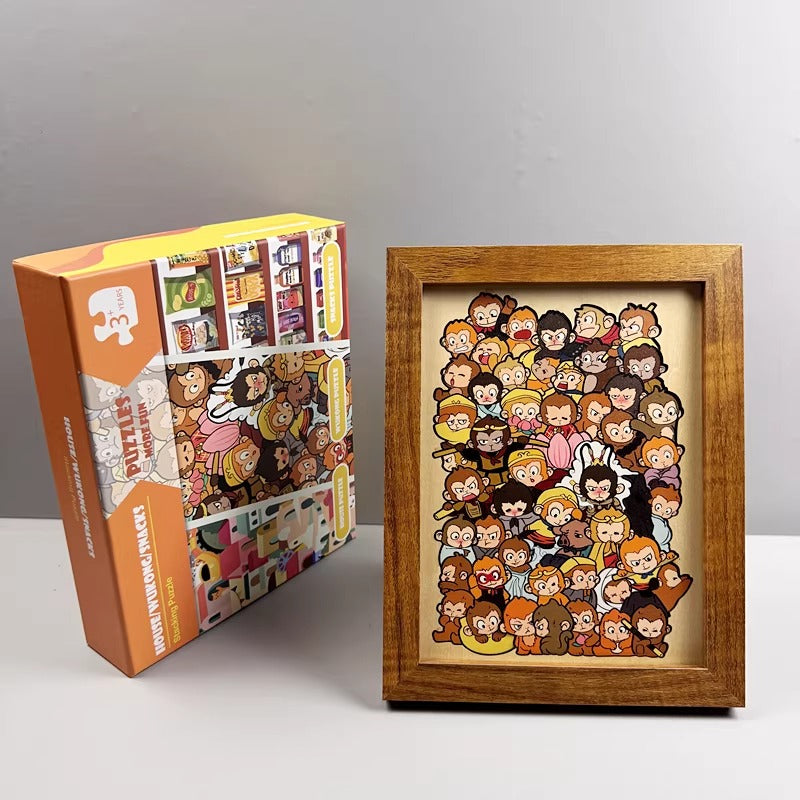 Wooden Sun Wukong Art Jigsaw Puzzle with Frame