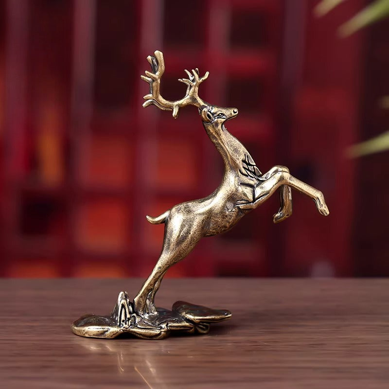 Brass Deer and Cloud Desk Figurine