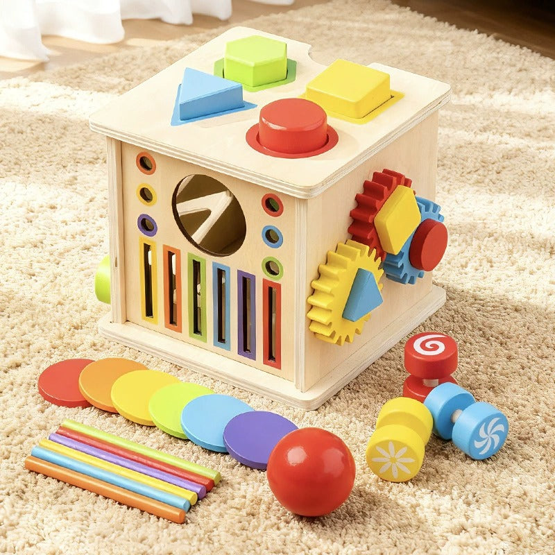 Wooden 8-in-1 Montessori Learning Activity Cube
