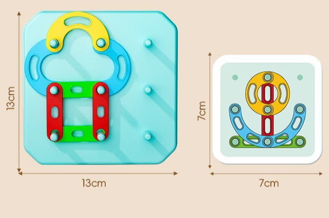 Pegboard Shape Building Blocks with Activity Cards