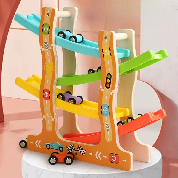 Wooden Car Ramp Racer Zig-Zag Track Toy