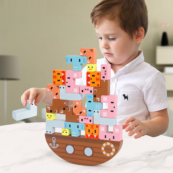 Balanced Ark Wooden Animal Stacking Game