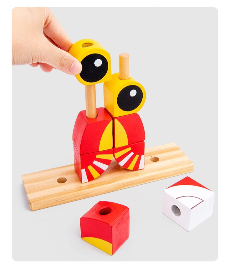 Animal Variable Wooden Stacking Blocks - Owl