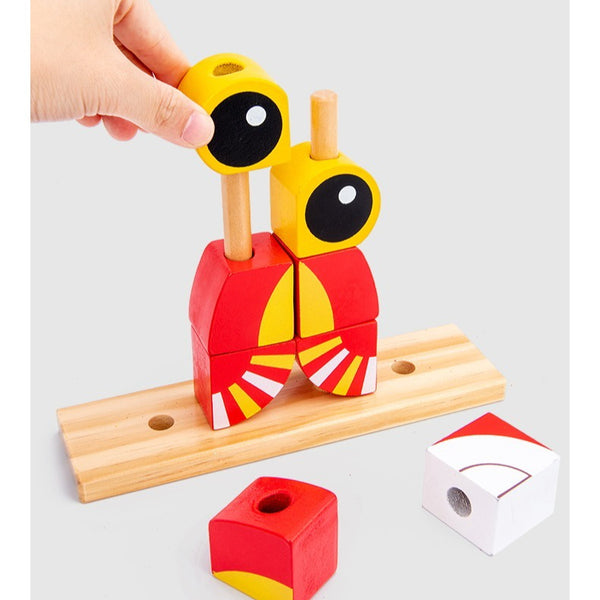 Animal Variable Wooden Stacking Blocks - Owl