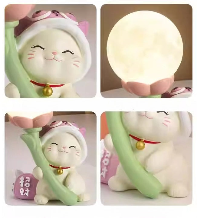 Lucky Cat Moon Night Light and Ornament