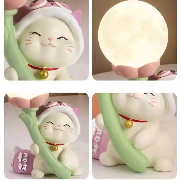 Lucky Cat Moon Night Light and Ornament