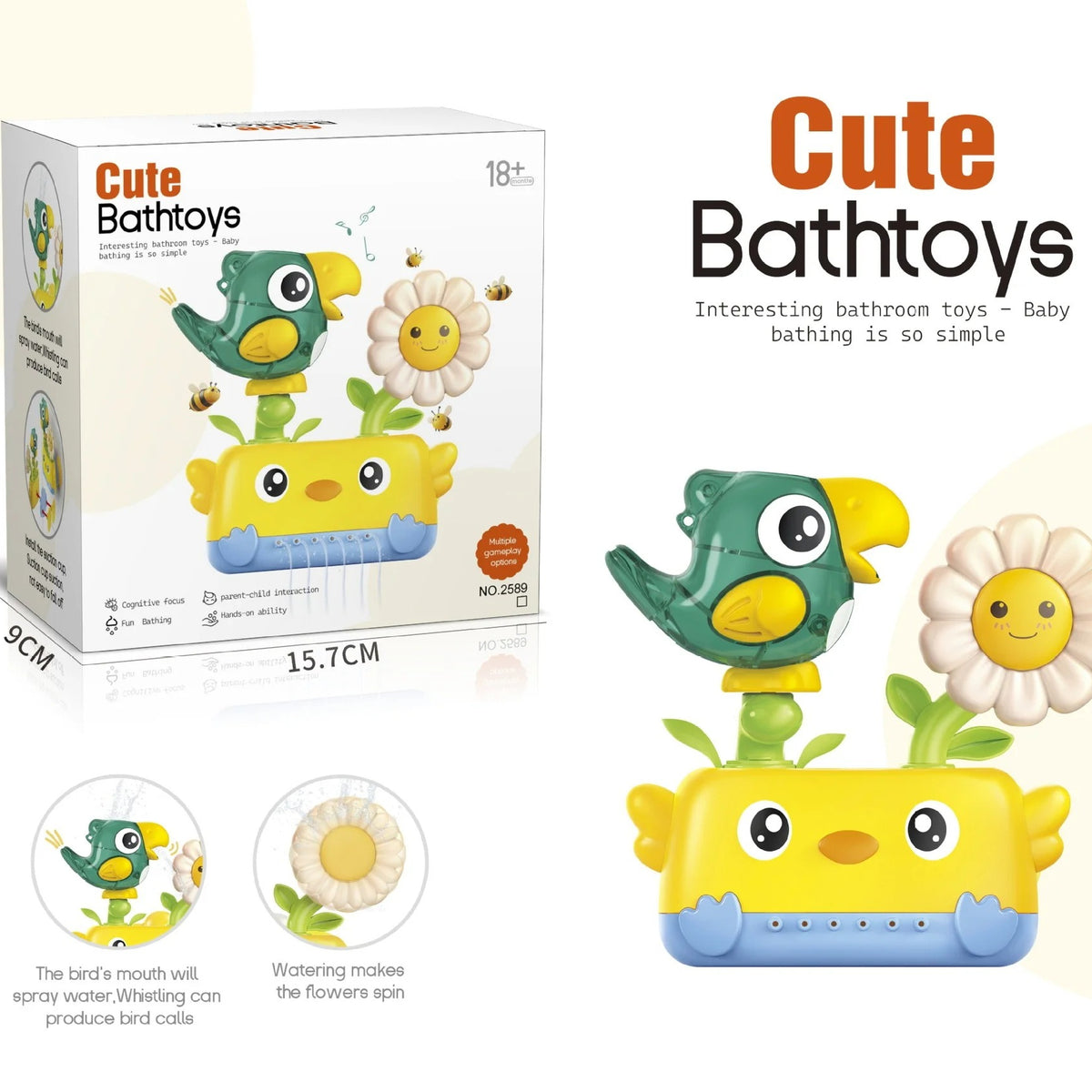 Rotating Chick Bath Toy with Suction Cups