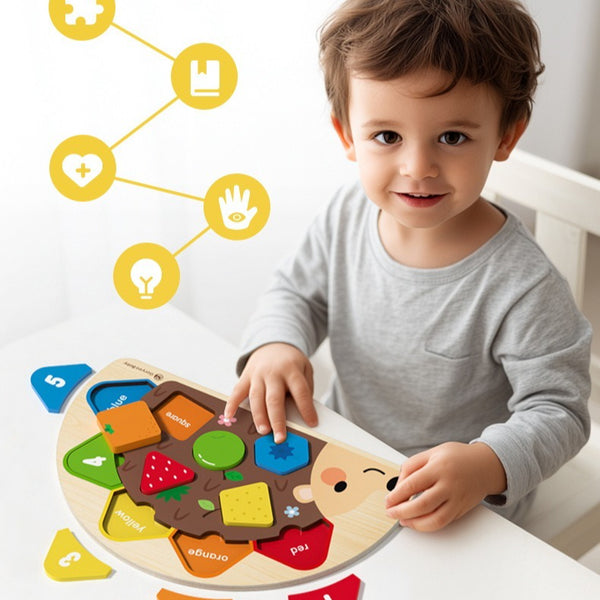 Hedgehog Wooden Shape & Color Puzzle