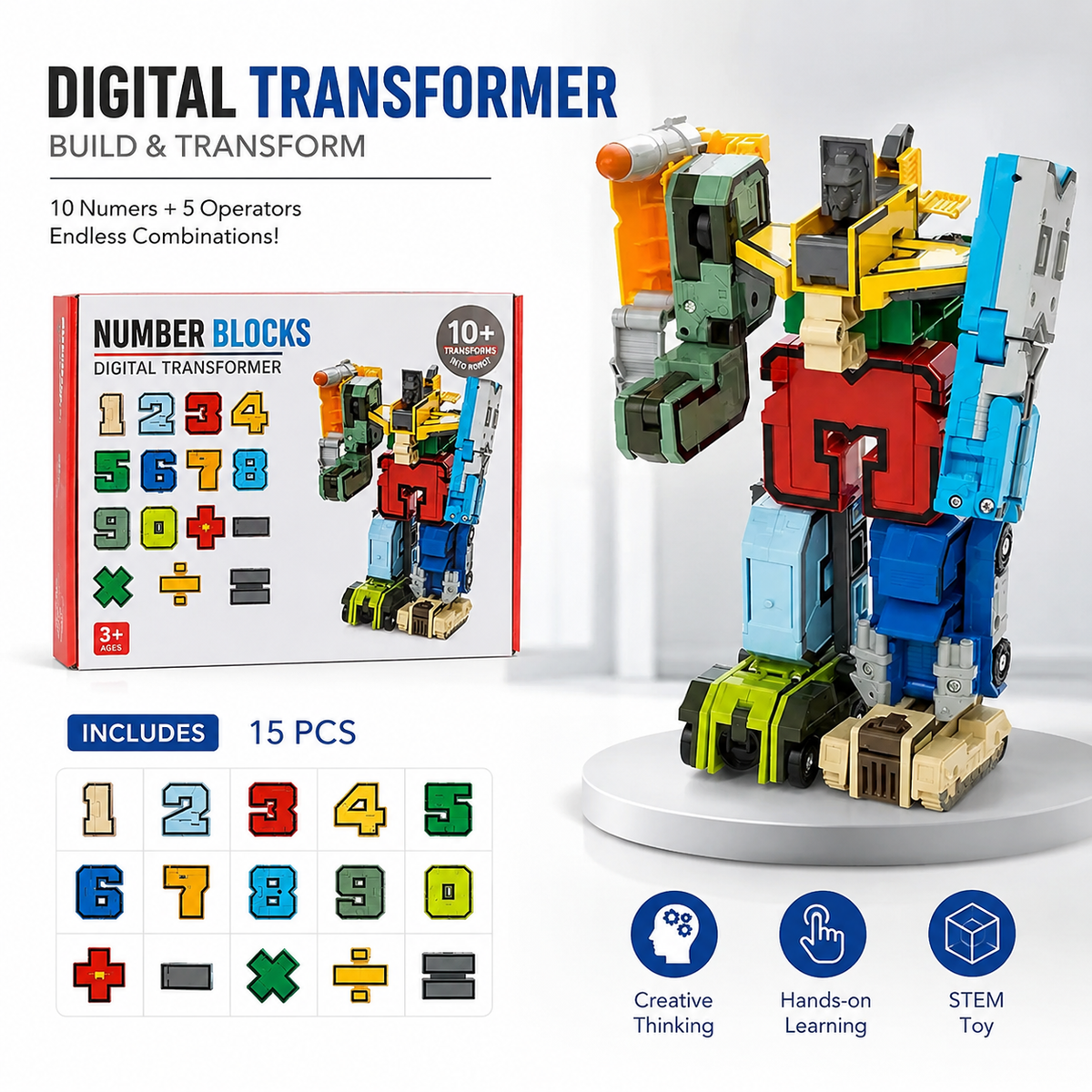 Transforming Numbers and Symbols Robot Building Set