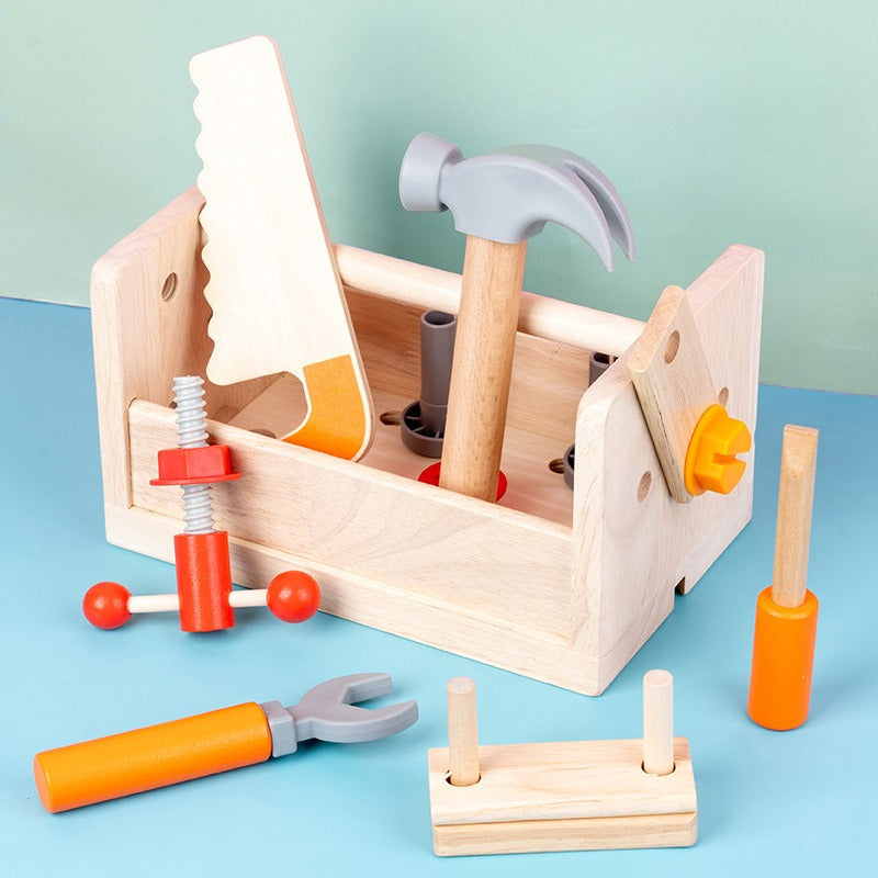 The Little Fixer’s 2-in-1 Wooden Workbench & Tool Basket