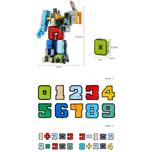 Transforming Numbers and Symbols Robot Building Set