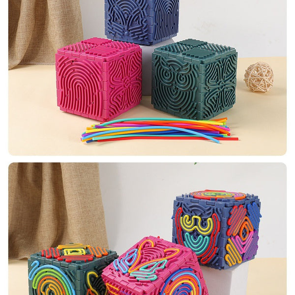 3D Sensory Puzzle Cube with Silicone Strings