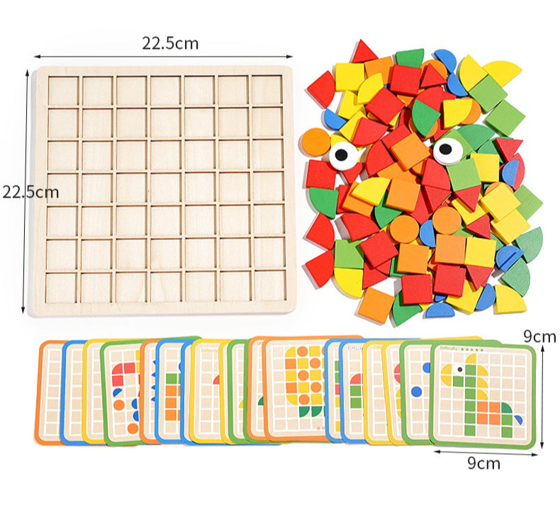 Wooden 3D Mosaic Puzzle – Creative Shape & Colour Sorting Set
