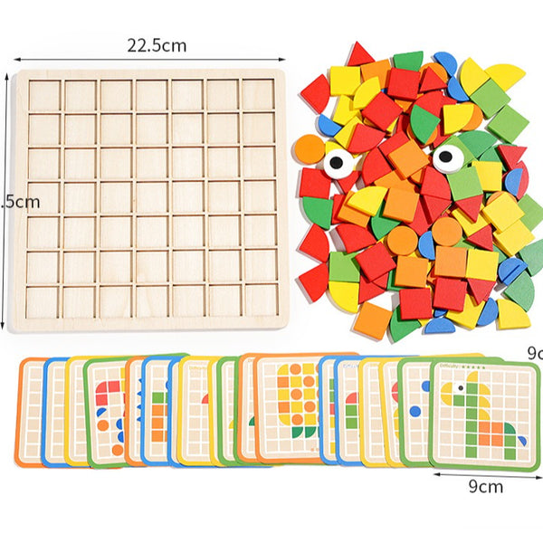 Wooden 3D Mosaic Puzzle – Creative Shape & Colour Sorting Set