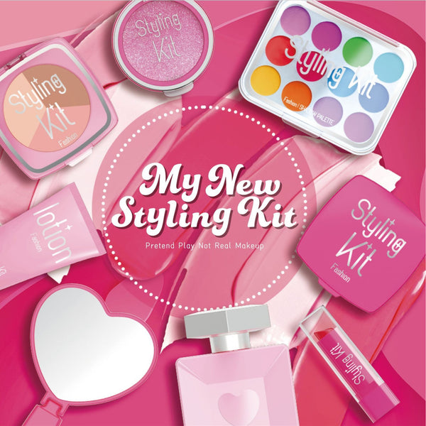 Kids' Pretend Makeup Styling Kit with Storage Box