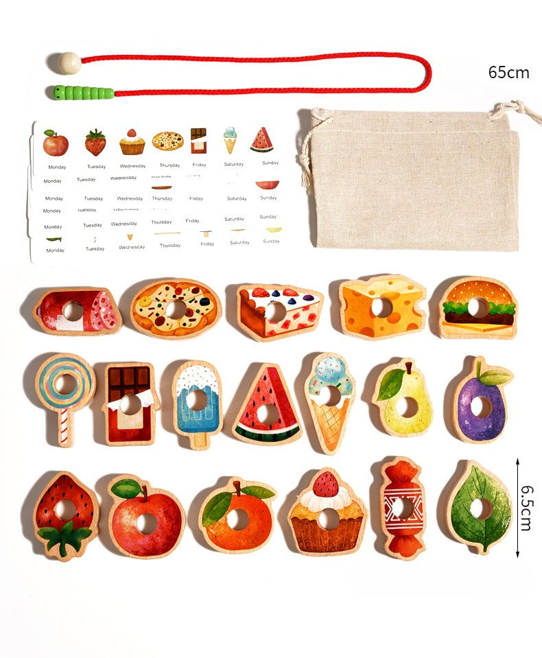 Greedy Caterpillar Wooden Lacing & Threading Game