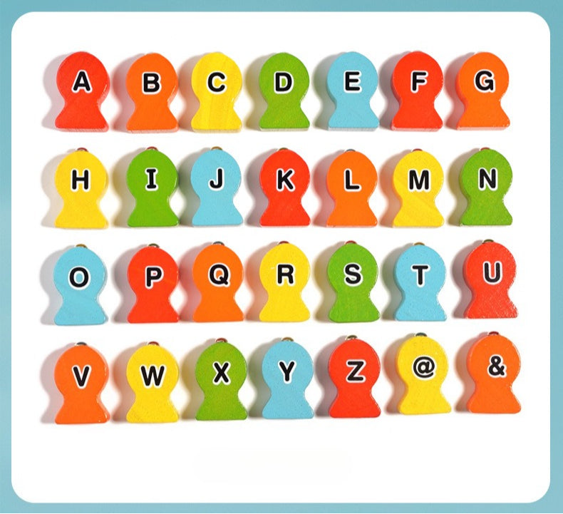 Wooden Magnetic Alphabet Fishing Game – 28 Piece Color Sorting Toy