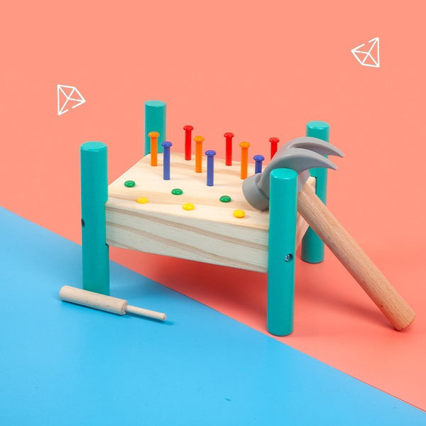 Wooden Hammering Peg Board Toy for Kids
