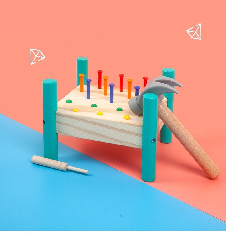 Wooden Hammering Peg Board Toy for Kids