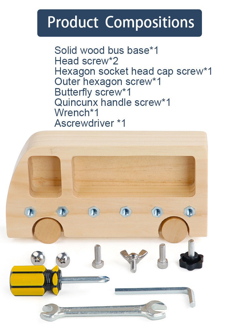 Wooden Busy Bus with Tools Activity Toy