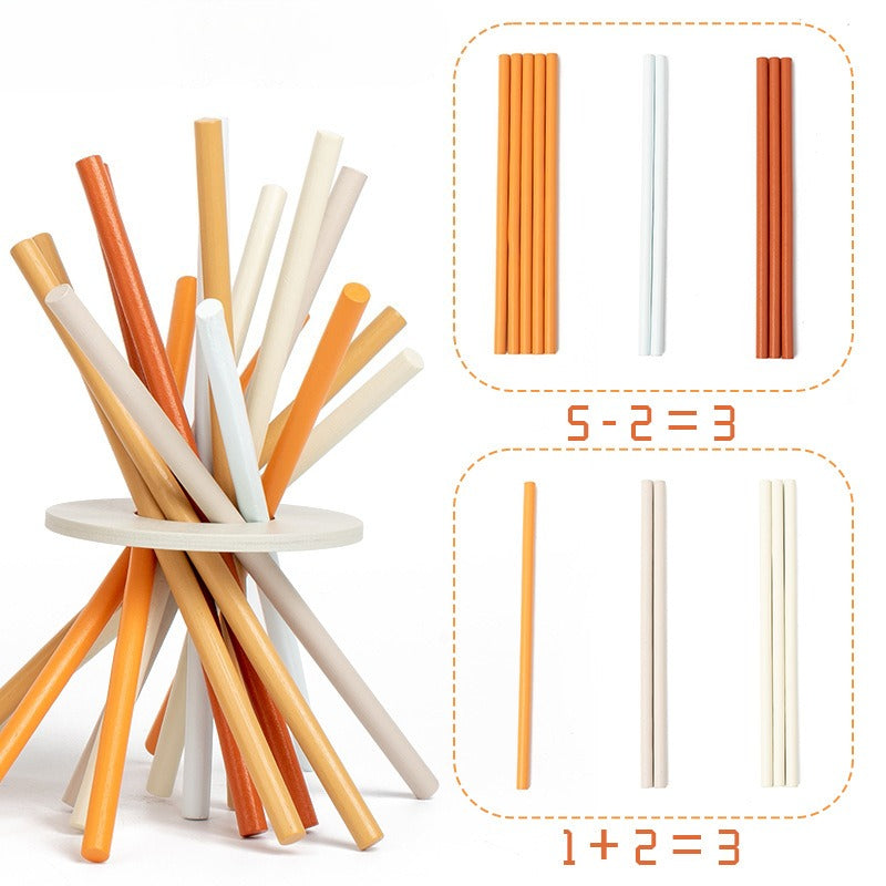 Set of colorful straws with mathematical equations and illustrations on a white background