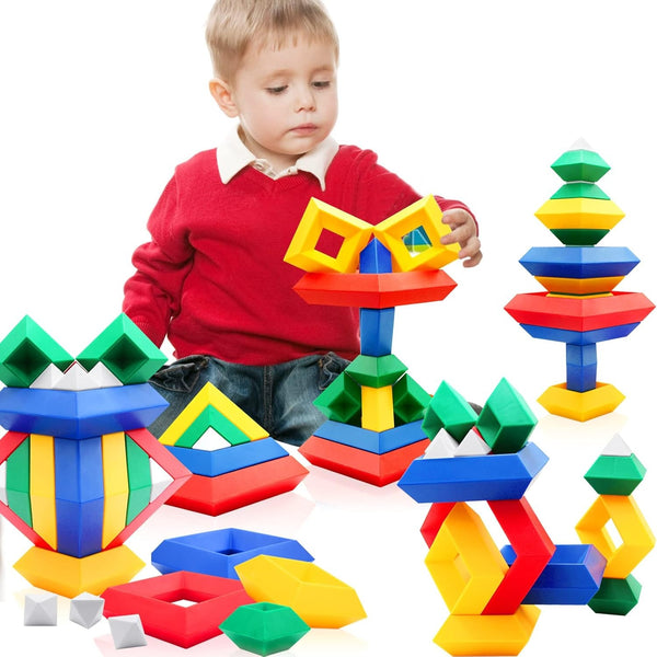 Geometric Pyramid Stacking Blocks - 45 Piece Set