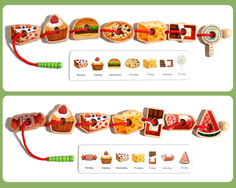 Greedy Caterpillar Wooden Lacing & Threading Game