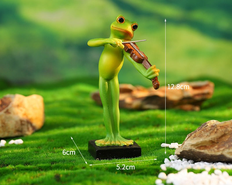 Whimsical Green Frog Resin Figurines