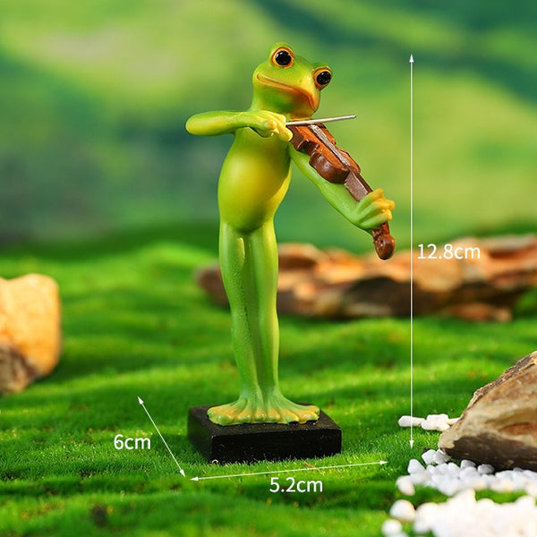 Whimsical Green Frog Resin Figurines