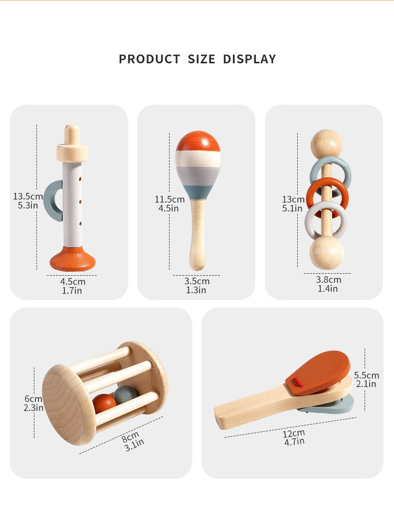 5-Piece Wooden Musical Instrument Set