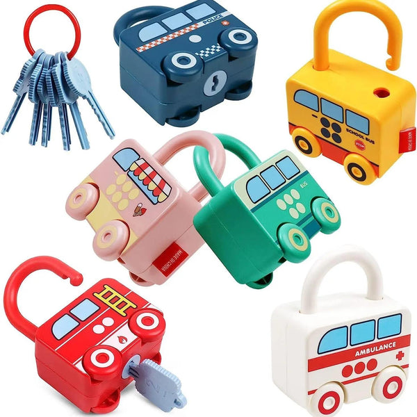 Unlocking Vehicle Train Toy Set with Matching Number Keys