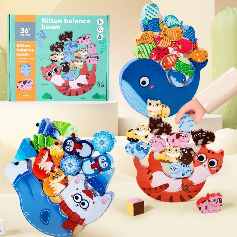Wooden Animal Balance Stacking Game