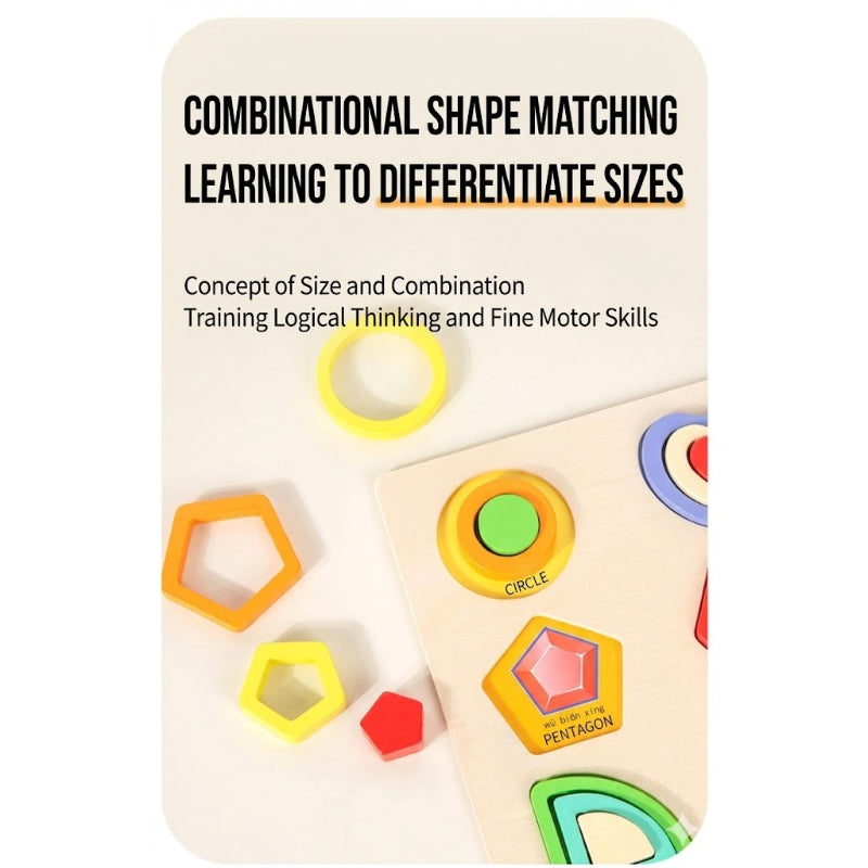 Wooden Geometric Shapes Matching Puzzle Board