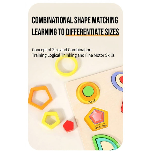 Wooden Geometric Shapes Matching Puzzle Board