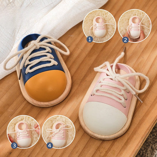 The "I Can Do It" Wooden Lacing Shoe | Learn-to-Tie Practice Toy Fantastik Curios