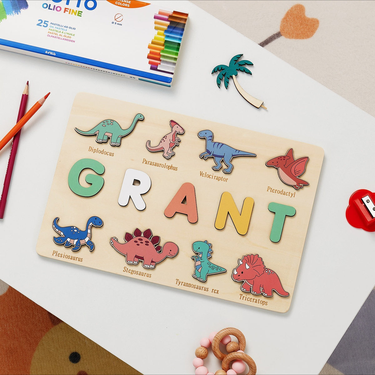 Custom Dinosaur Wooden Name Puzzle