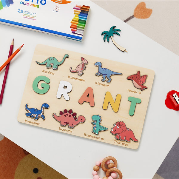 Custom Dinosaur Wooden Name Puzzle