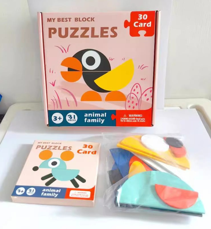 Geometric Animal Blocks & Pattern Cards Creative Set