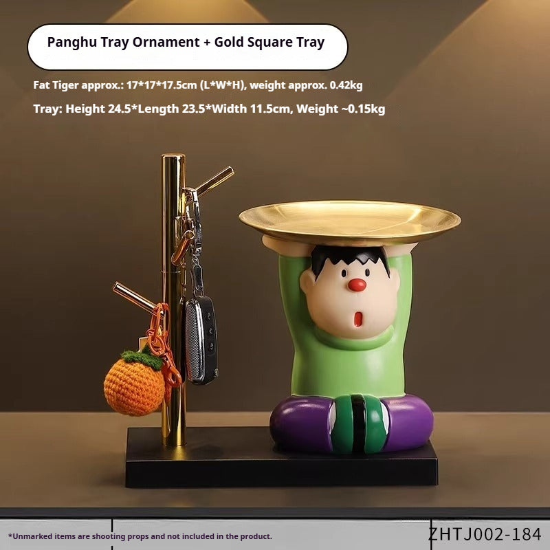 Sitting Tiger Resin Key Tray and Entryway Ornament