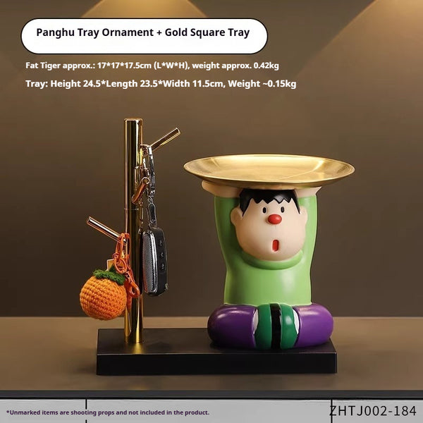 Sitting Tiger Resin Key Tray and Entryway Ornament